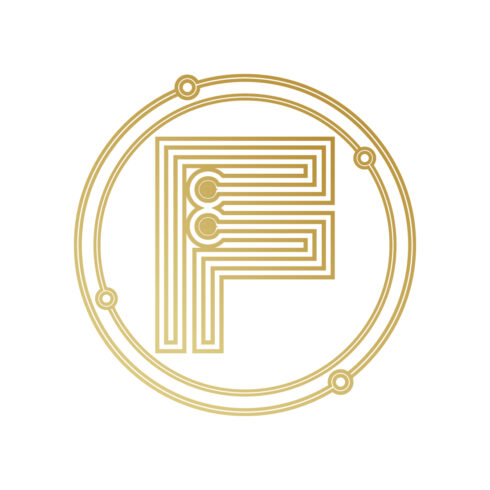 Initials F letters logo design vector images F technology logo design F logo golden color circle icon design cover image.