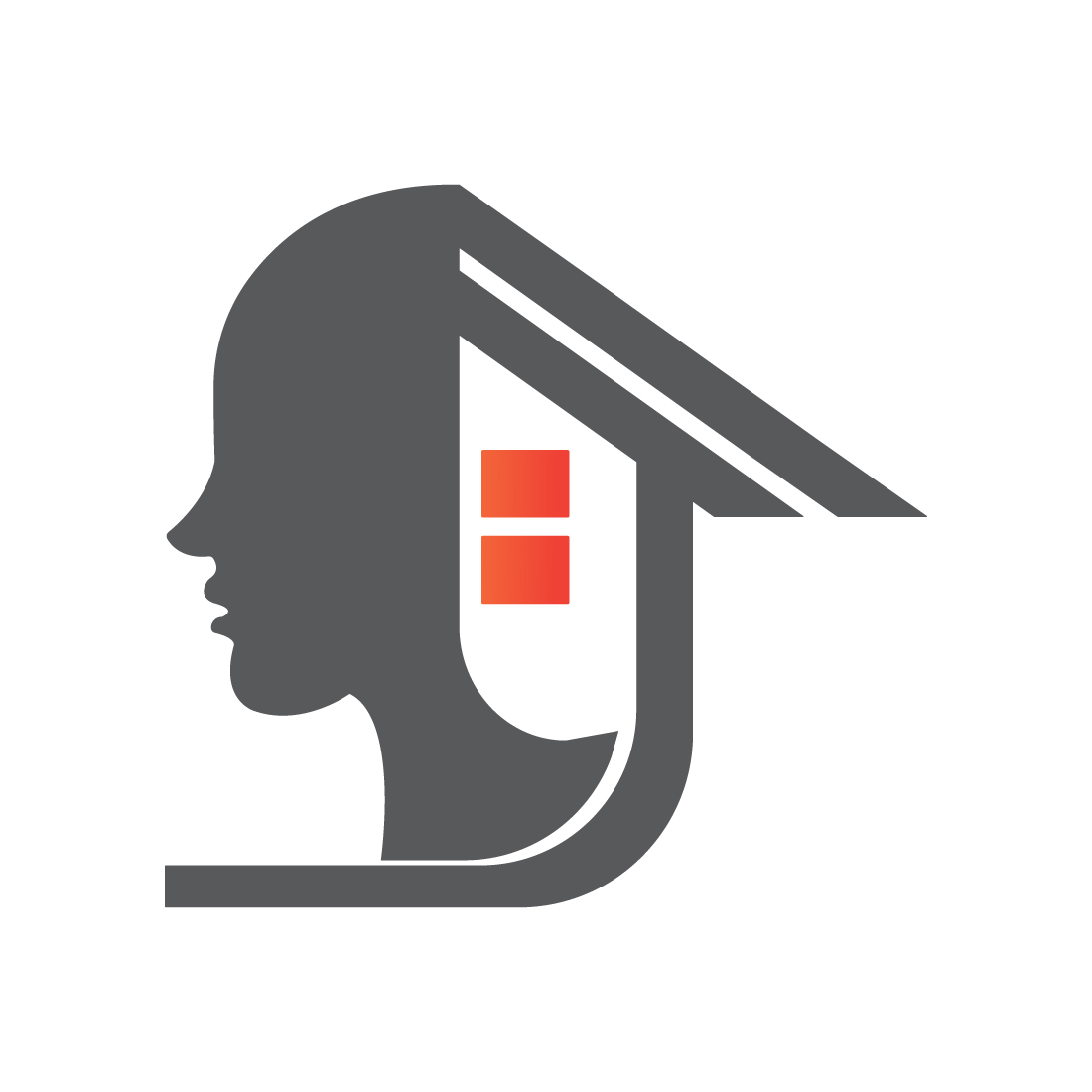 Human Head With Empty Home logo vector template icon illustration Head logo design House logo design preview image.