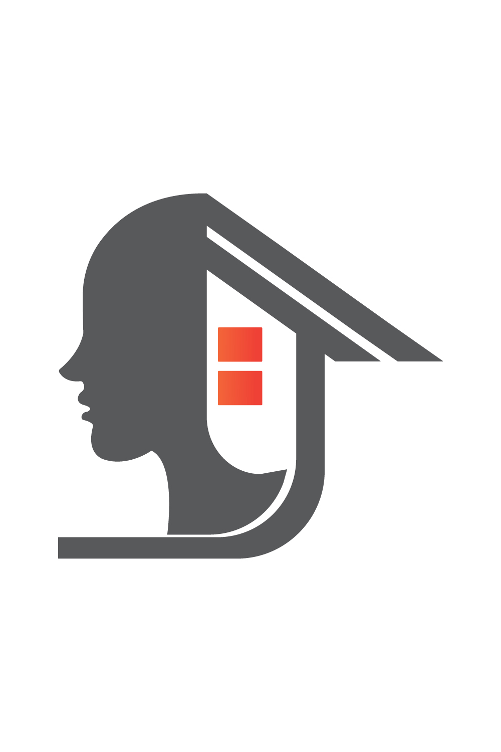 Human Head With Empty Home logo vector template icon illustration Head logo design House logo design pinterest preview image.