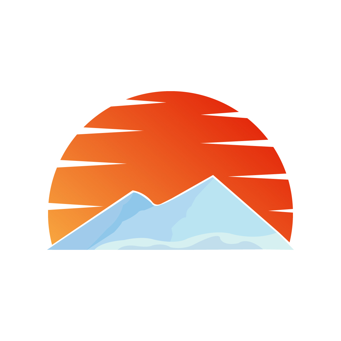 Himalaya logo design vector images Mountain logo design With sun and clouds above it landscapes logo design preview image.