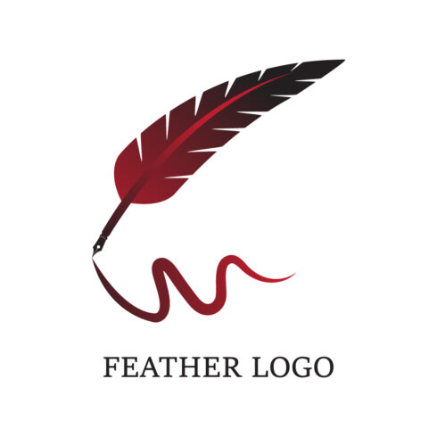 Feather logo design vector images Feather red and black gradient color logo design template vector company royalty cover image.