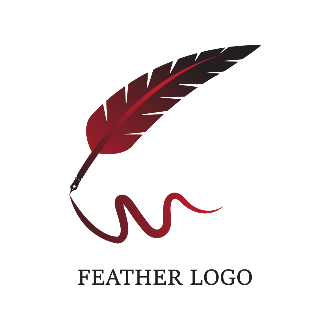 Feather logo design vector images Feather red and black gradient color logo design template vector company royalty preview image.