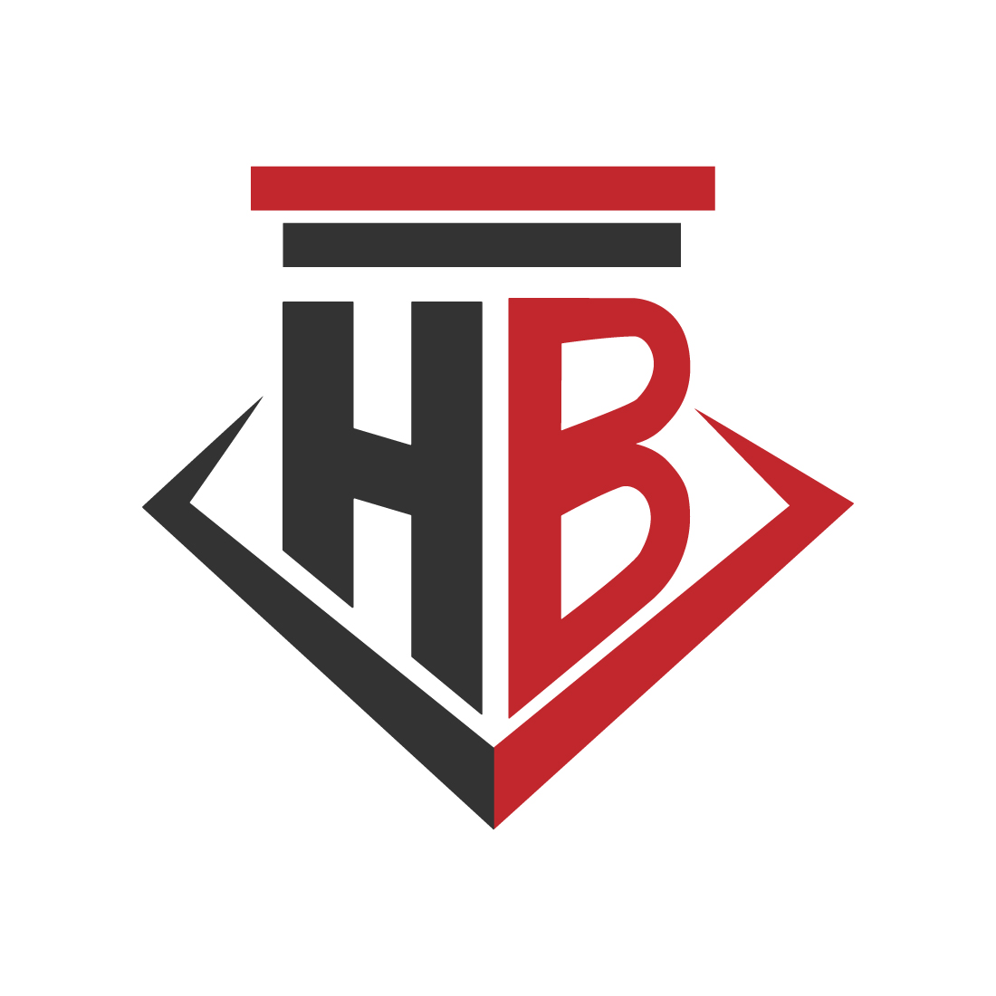 Initials HB letters logo design vector images HB logo red and Black color best icon BH simple logo vector template PNG images preview image.