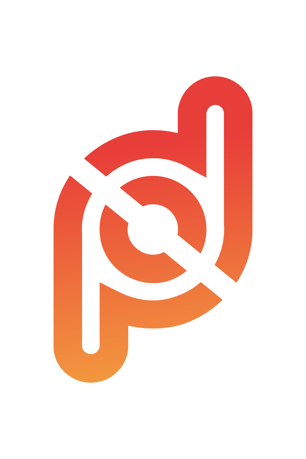 Initials PD letters logo design PD logo template, vector royalty orange color logo pinterest preview image.