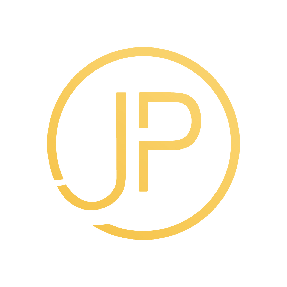 Luxury JP letters logo design vector images PJ circle logo design golden color best brand company identity JP logo template arts preview image.