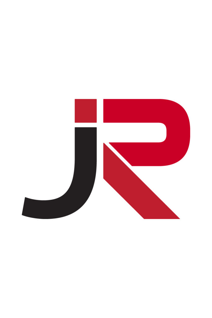 Red Rj Logo Initials JR letters logo design vector images. RJ logo black and red ...