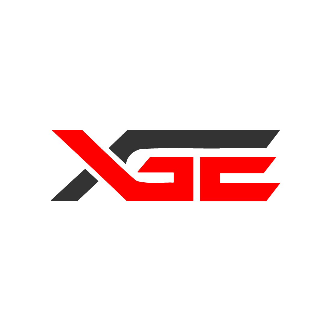 Professional XGE letters logo design XGE logo red and black color best identity Abstract letters logo design preview image.