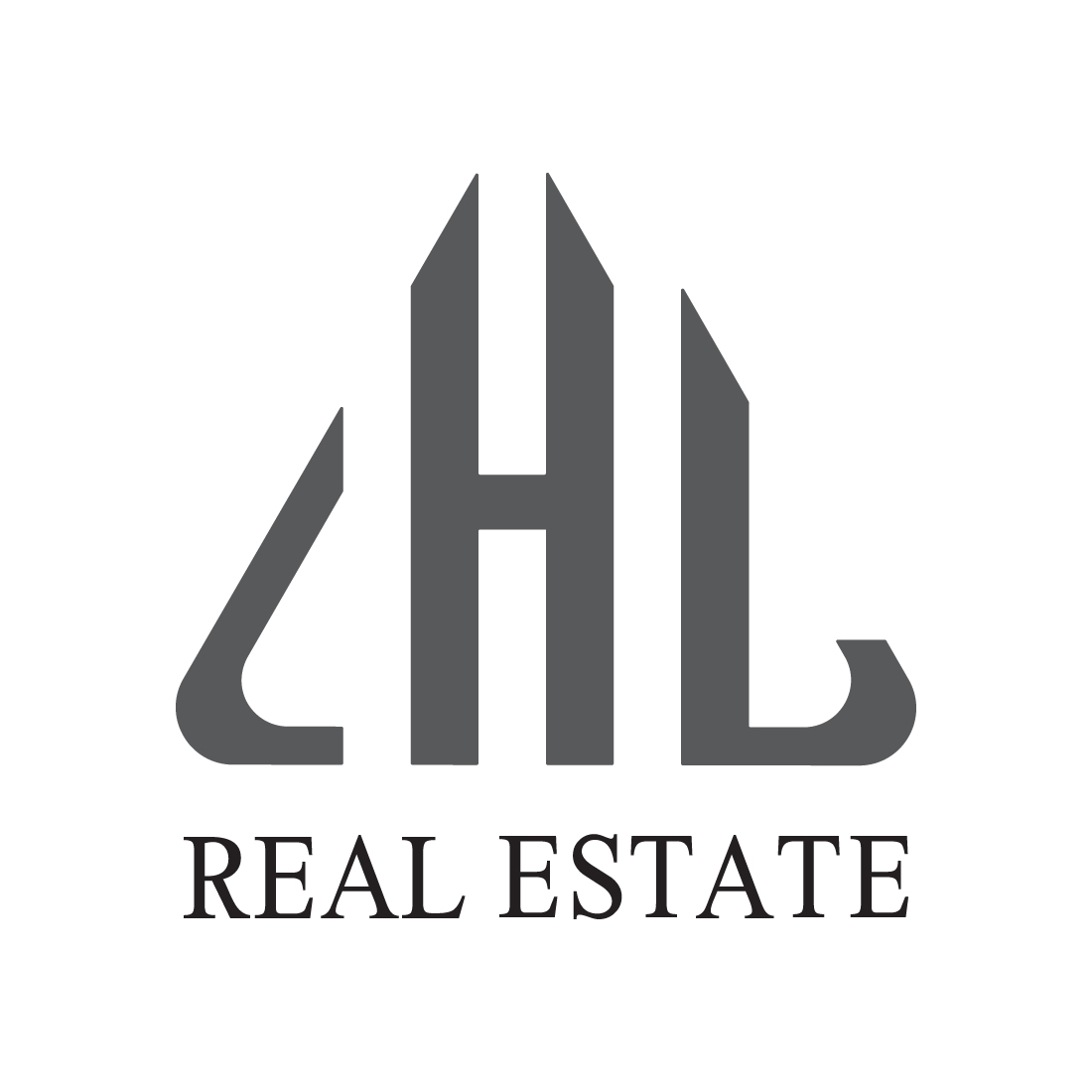 Luxury Real Estate Logo design vector icon design LHB Real Estate logo design black color Real Estate LHB logo Premium vector illustration preview image.
