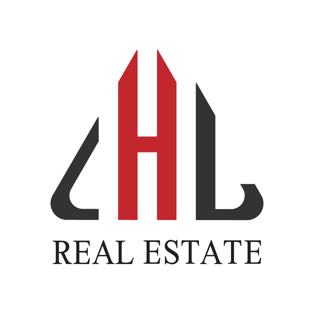 Luxury LHB Real Estate logo design vector images LHB logo red and color icon design preview image.