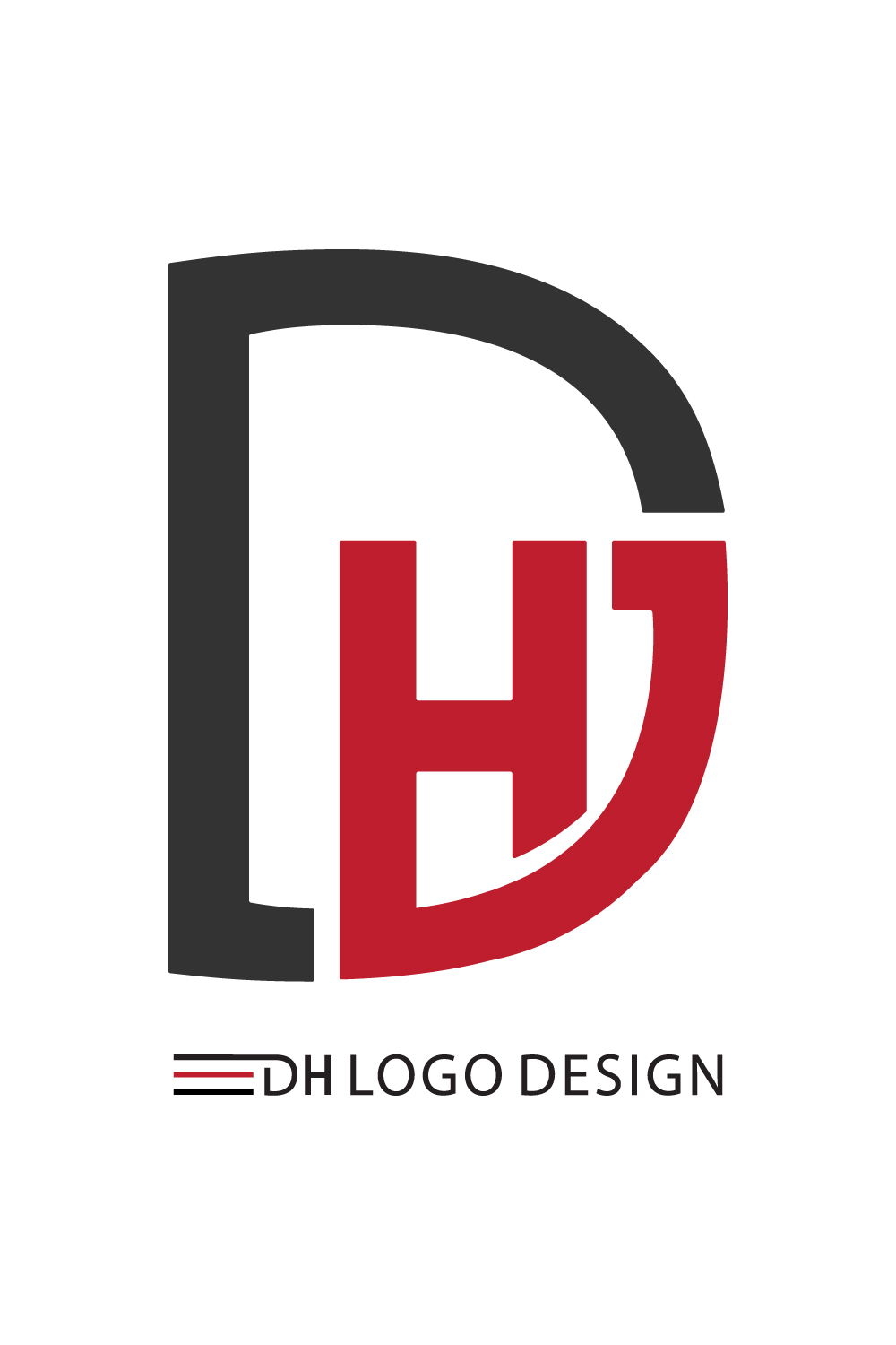 Initials DH letters logo design DH logo vector template image design HR logo red and black color icon design HD logo logo monogram best company identity pinterest preview image.
