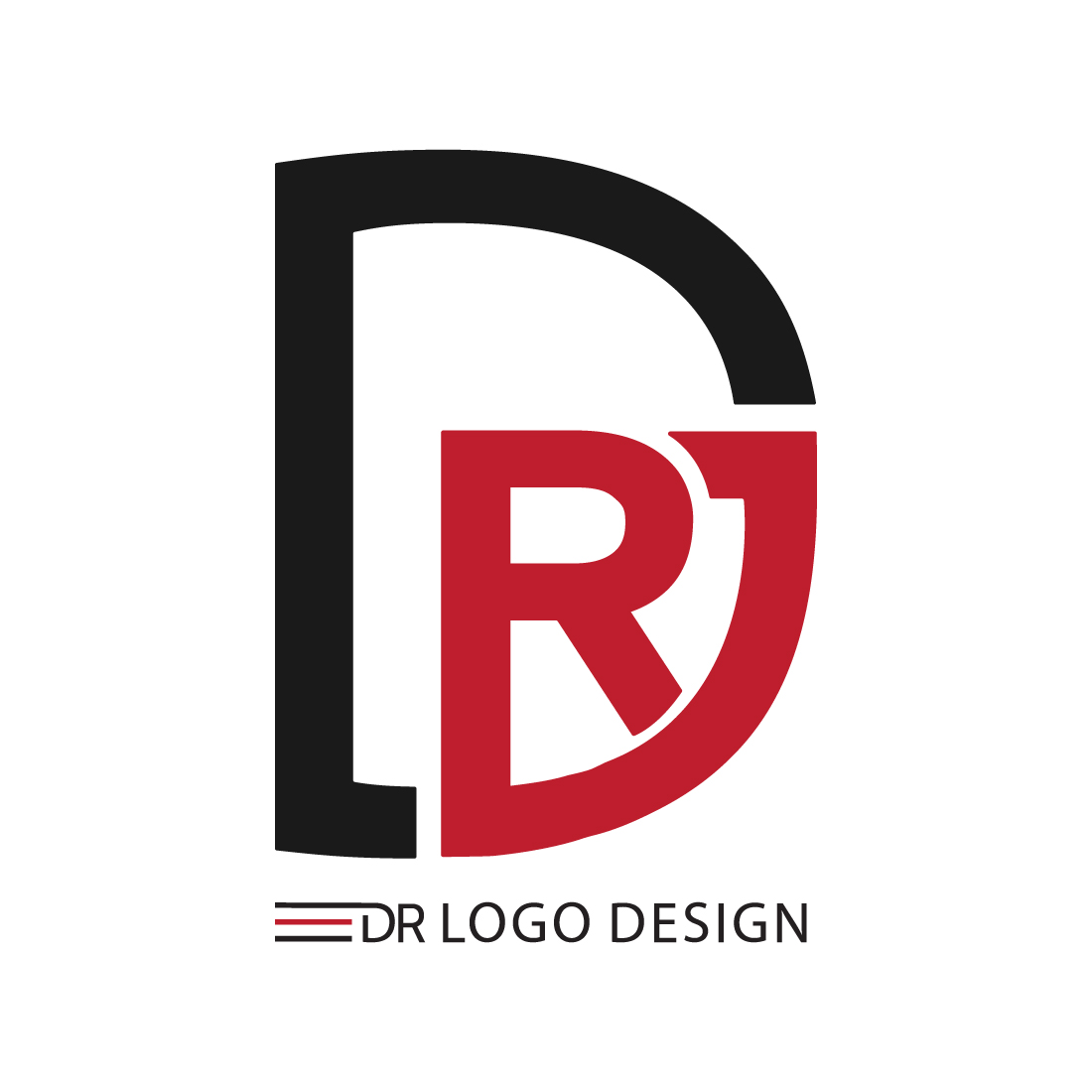 Initials DR letters logo design DR logo vector template image design RD logo red and black color icon design RD logo monogram best company identity preview image.