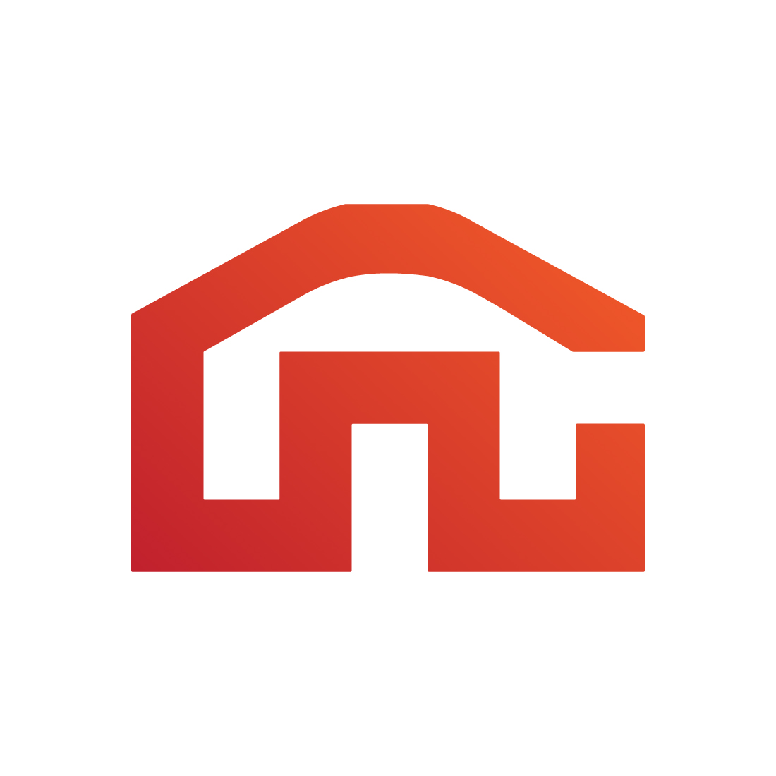 Initials M letters logo design M logo orange color best identity  M House Building logo design, template illustration preview image.