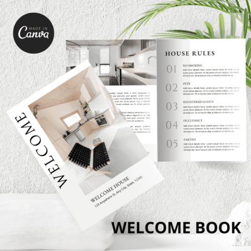 Airbnb welcome book Template Digital Welcome Book Airbnb House Rules Airbnb welcome sign - impress your guests with a professional touch cover image.