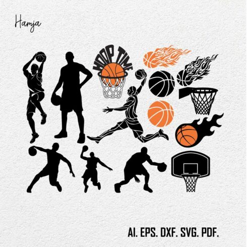 Basketball Silhouette | Sport Silhouette | Basketball Ball SVG | Basketball Player SVG | Basketball Goal SVG | Basketball Net Svg | Basketball Silhouette Svg Bundle cover image.