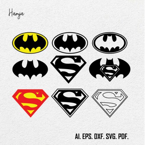 superman logo svg, Batman logo svg , Superman and Batman Logo Black And White Bundle cover image.