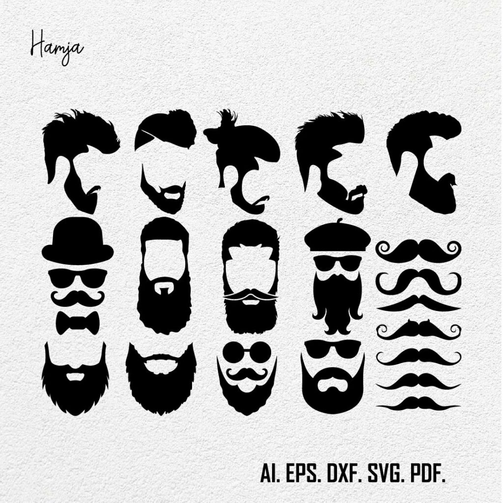 Beard SVG, Beard Bundle SVG, Beard Silhouette, Beard Clipart, Digital ...