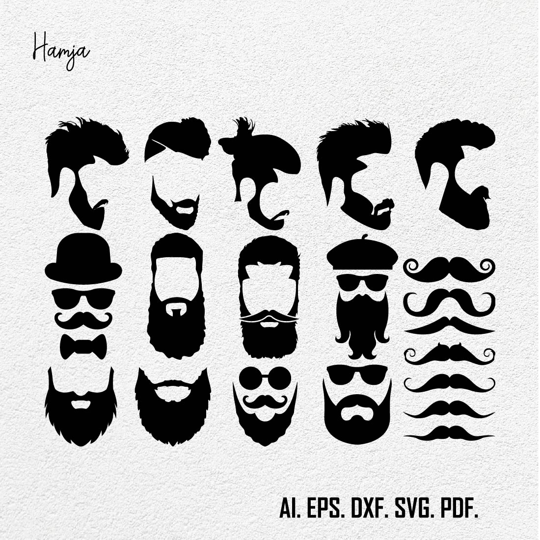 Beard SVG, Beard Bundle SVG, Beard Silhouette, Beard Clipart, Digital File, Cricut Svg file, Instant download cover image.