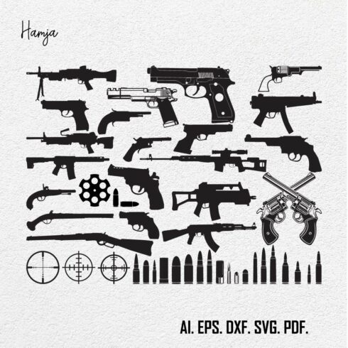 Guns SVG, Rifle svg, Weapon SVG, Guns Silhouette, SVG Cut Files, Guns Bundle Svg, Guns Cut File , Guns Vector , Digital Download cover image.