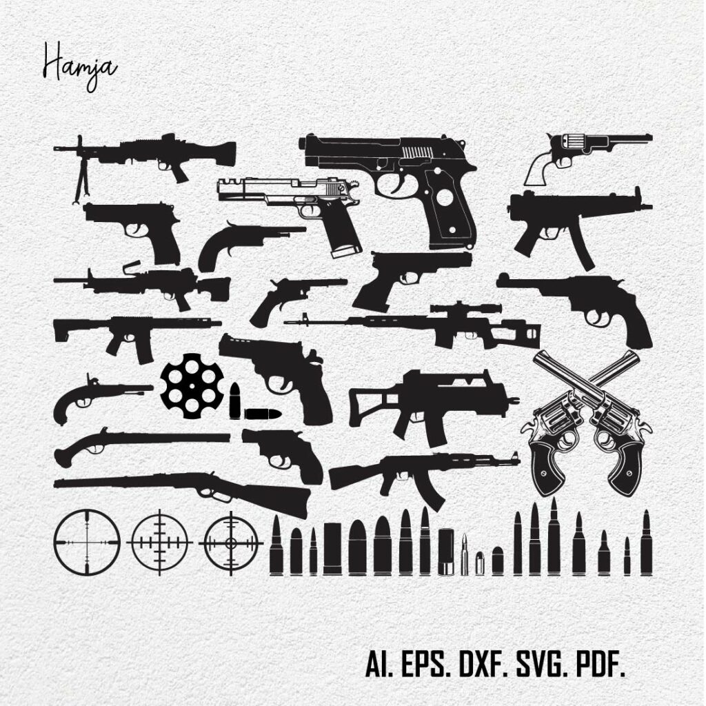 Guns SVG, Rifle svg, Weapon SVG, Guns Silhouette, SVG Cut Files, Guns ...