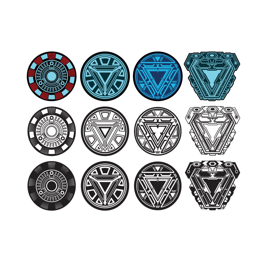 Arc Reactor Evolution svg, Arc Reactor Evolution bundle svg, png, dxf, svg files for cricut, movie svg, clipart preview image.