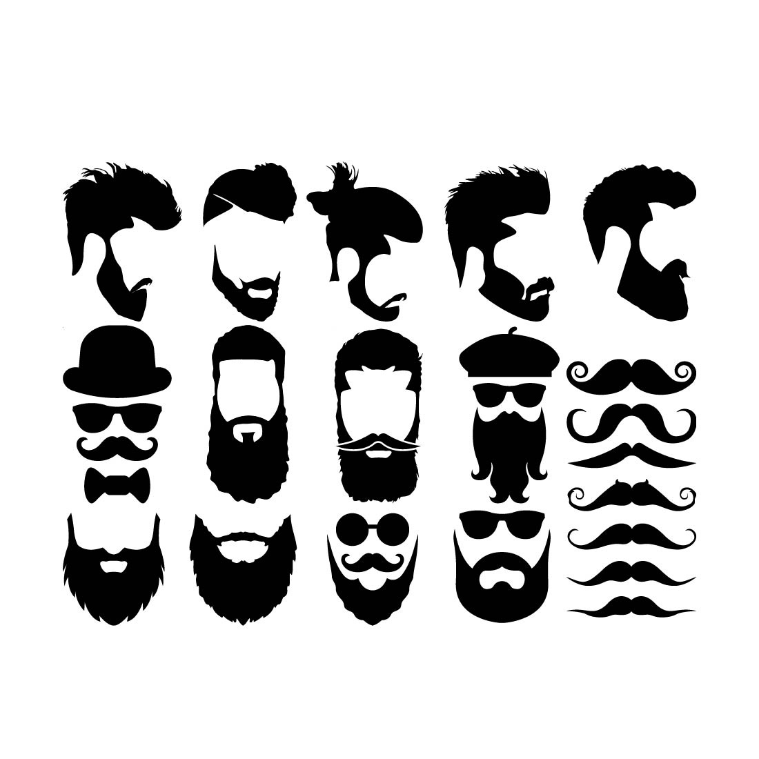 Beard SVG, Beard Bundle SVG, Beard Silhouette, Beard Clipart, Digital File, Cricut Svg file, Instant download preview image.