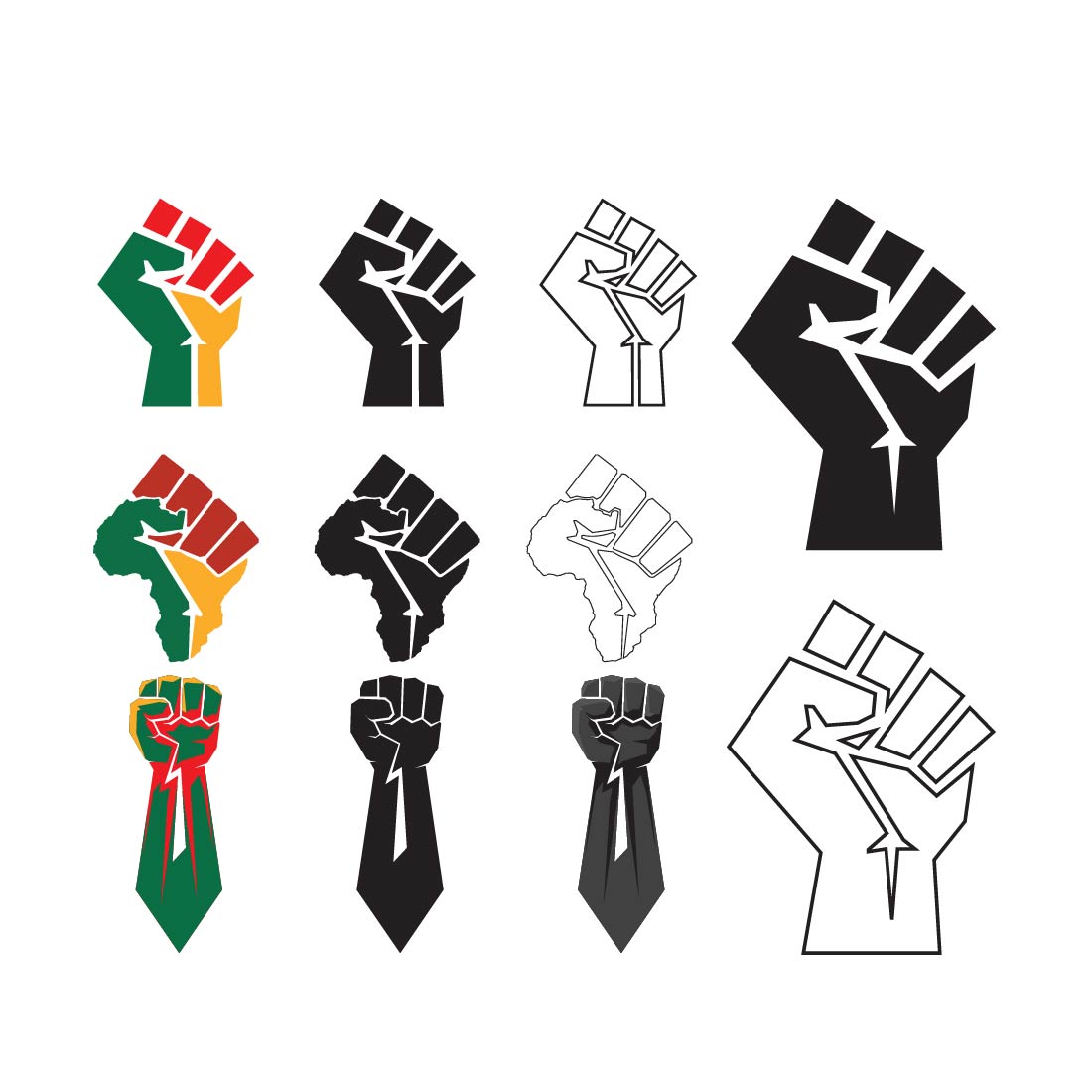 Fist Africa SVG, Fist Svg, Afro Svg, Black Power Fist Svg, Africa Flag Fist, African American Svg, Black History Month Svg Cut File preview image.