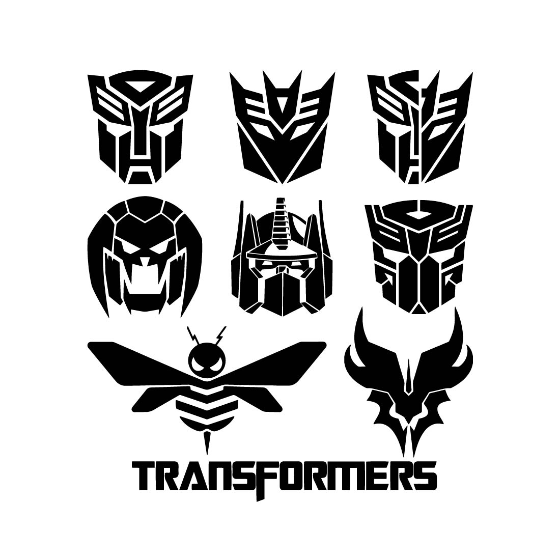 Transformers Svg, Transformer SVG Faces, Transformers Logo layered SVG, Transformers Clipart PNG, Decal svg, Transformers Png Bundle preview image.