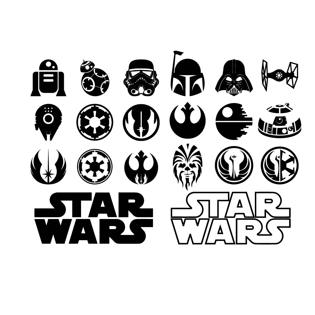 Star wars svg Bundle, Star Wars Squad Goal svg, Star Wars Clipart, Darth Vader svg , Yoda svg, logo ,dxf Instant Download preview image.