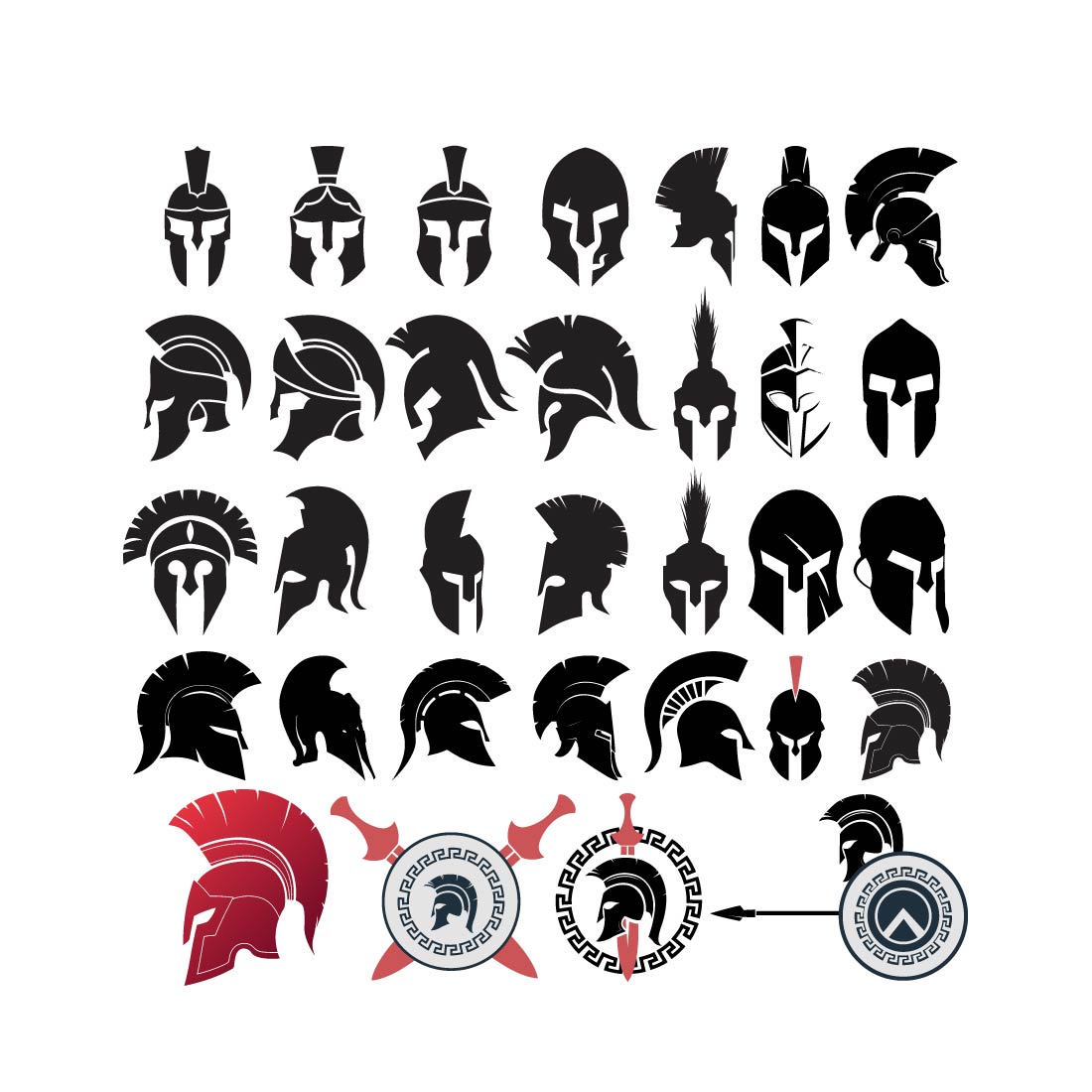 Spartan Helmet SVG Bundle, Greek Helmet svg Bundle, Spartan Warrior Helmet, Spartan Helmet svg, Spartan svg, Helmet svg,Warrior Helmet Svg preview image.