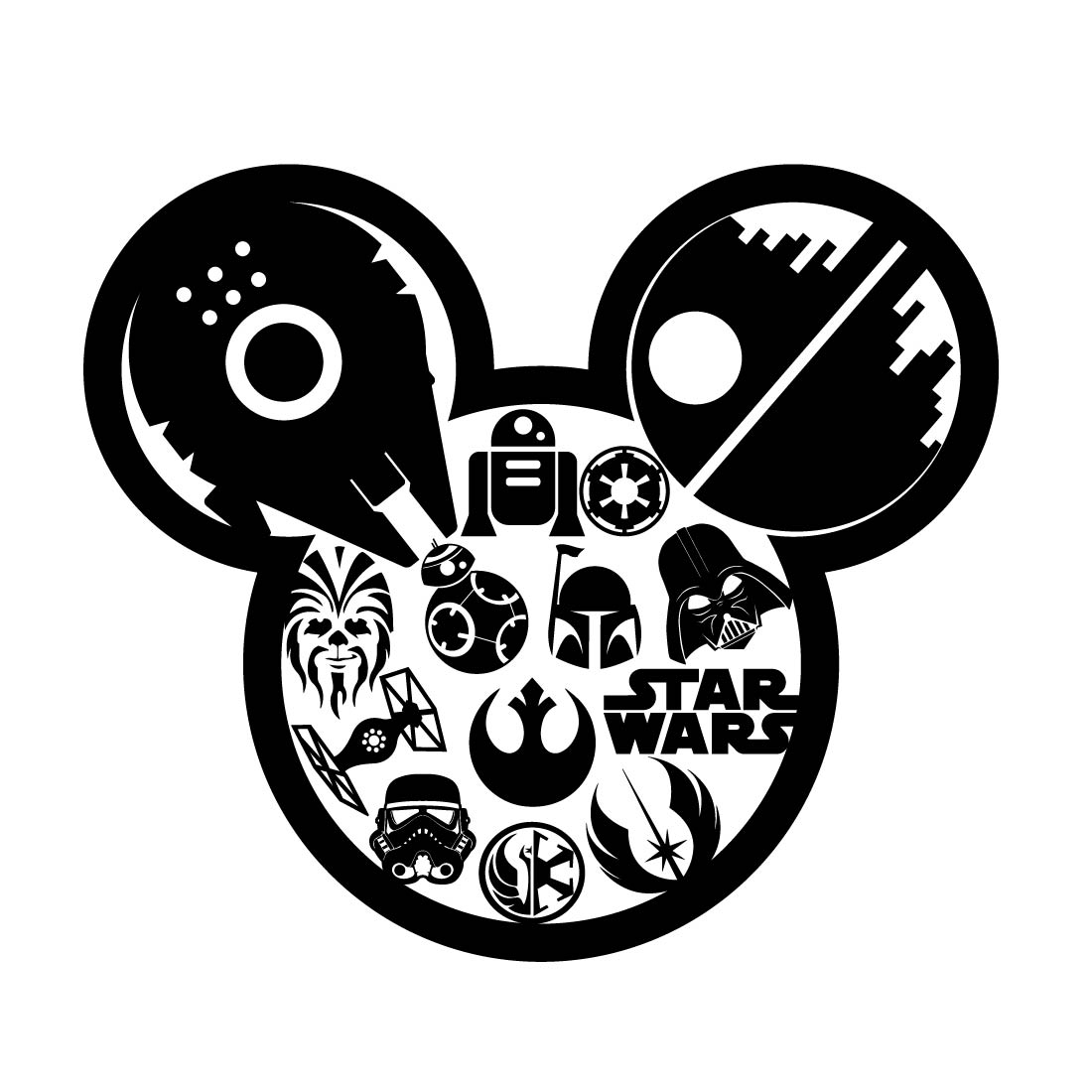 Star Wars svg, Starwars Characters, Mickey Head, SVG, Digital Download preview image.
