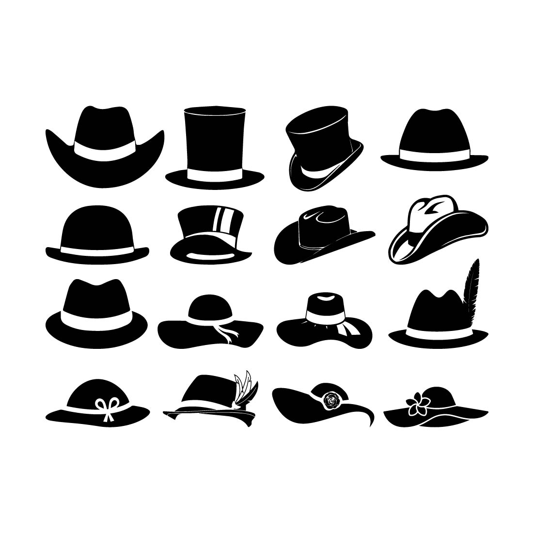 Hat Svg Bundle, Hat Clipart, Beanie Svg, Hat Png, Hat Vector, Baseball Cap Svg, Top Hat Svg, Cowboy Hat Svg, Sun Hat Svg, Cloche Hat Svg preview image.