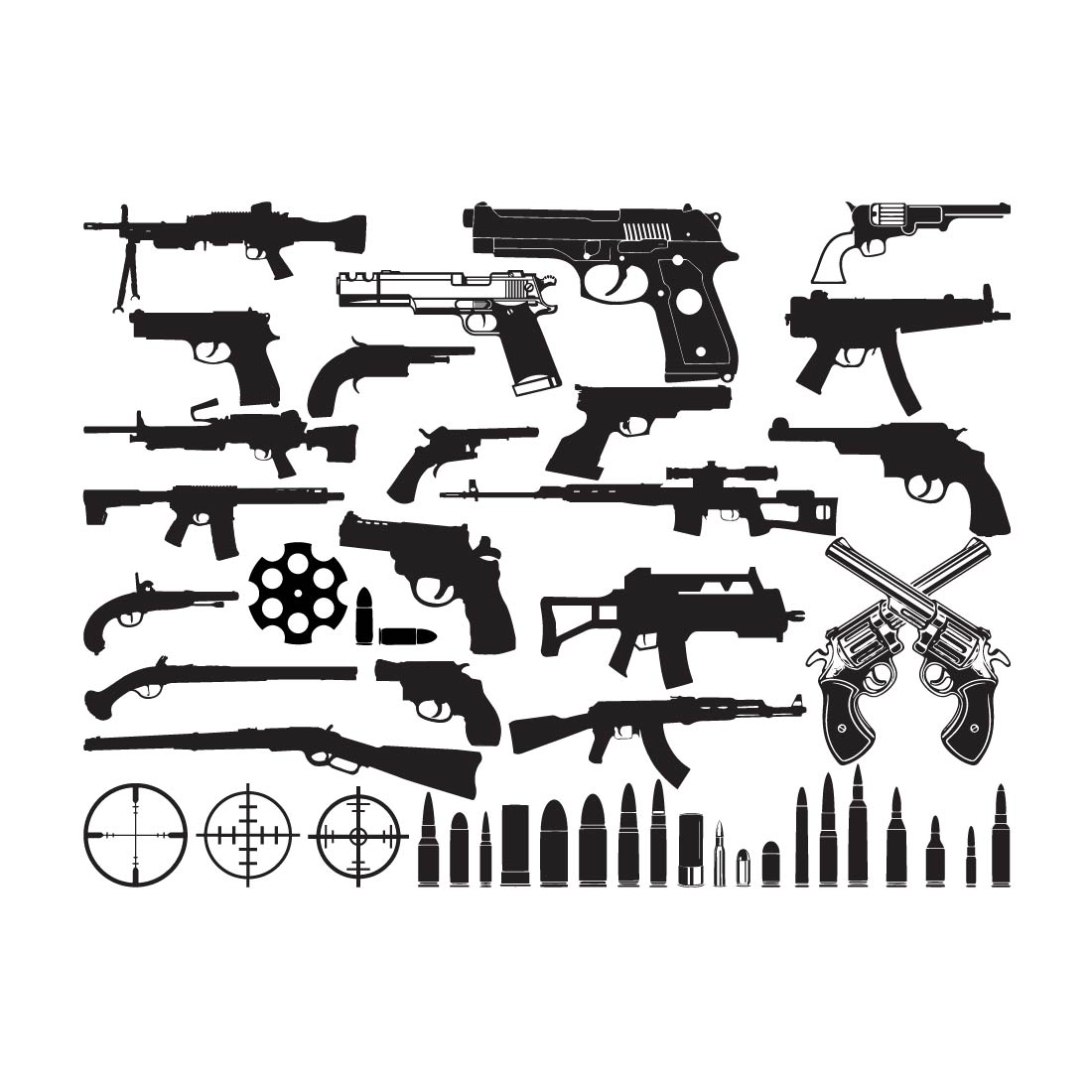 Guns SVG, Rifle svg, Weapon SVG, Guns Silhouette, SVG Cut Files, Guns Bundle Svg, Guns Cut File , Guns Vector , Digital Download preview image.