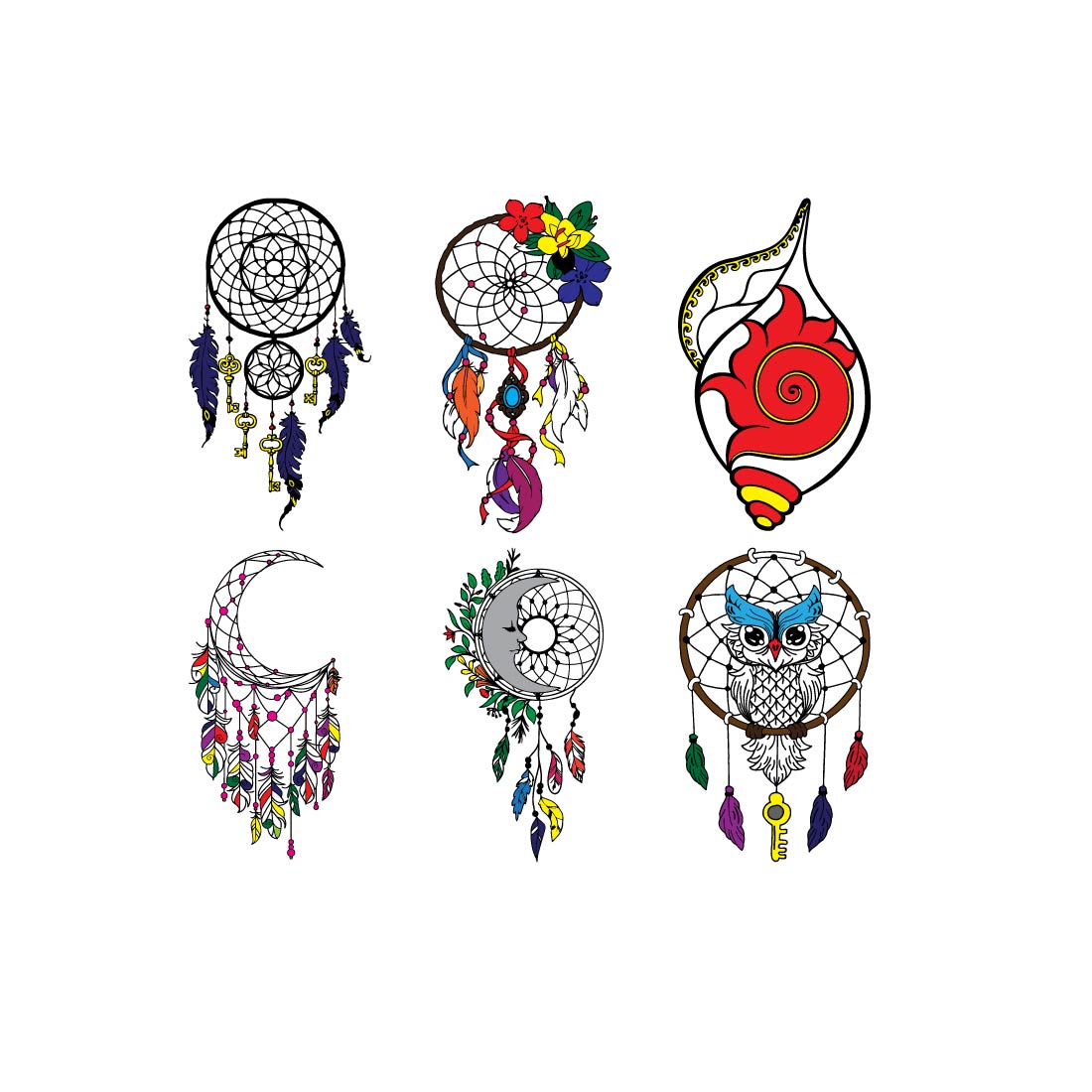 Dream Catcher SVG, Dream Catcher Bundle, Dream Catcher Cricut, Dream Catcher Silhouette, Dreams Vector File, Png, Instant Download, Cut File preview image.