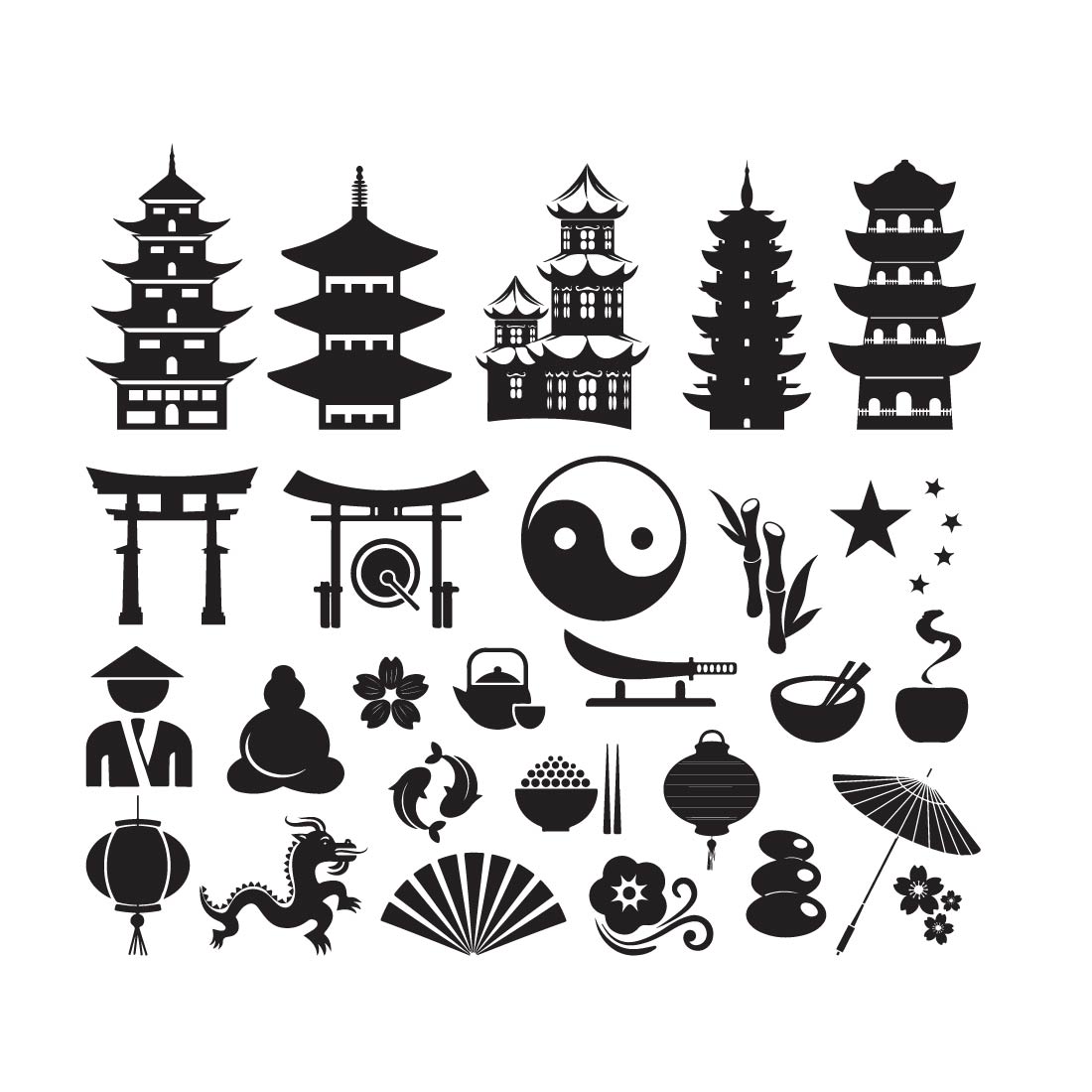 Chinese Culture Vector Svg Bundle preview image.