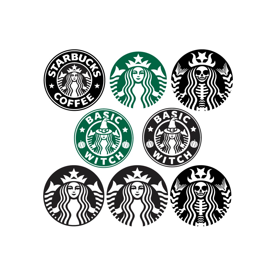 Starbucks Coffee bundle , Halloween Watercolor PNG For Cricut Bundle, Starbucks Scary Horror Characters, Coffee Halloween Clipart preview image.