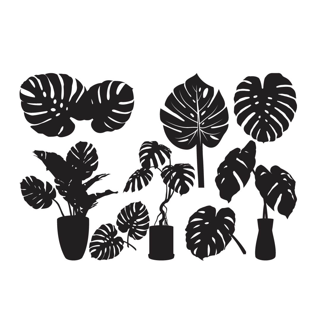 Tropical Leaves Svg, Monstera Clipart, Monstera SVG Bundle Tropical Leaf, Monstera Silhouette Svg, Tropical Leaves Svg files for Cricut preview image.