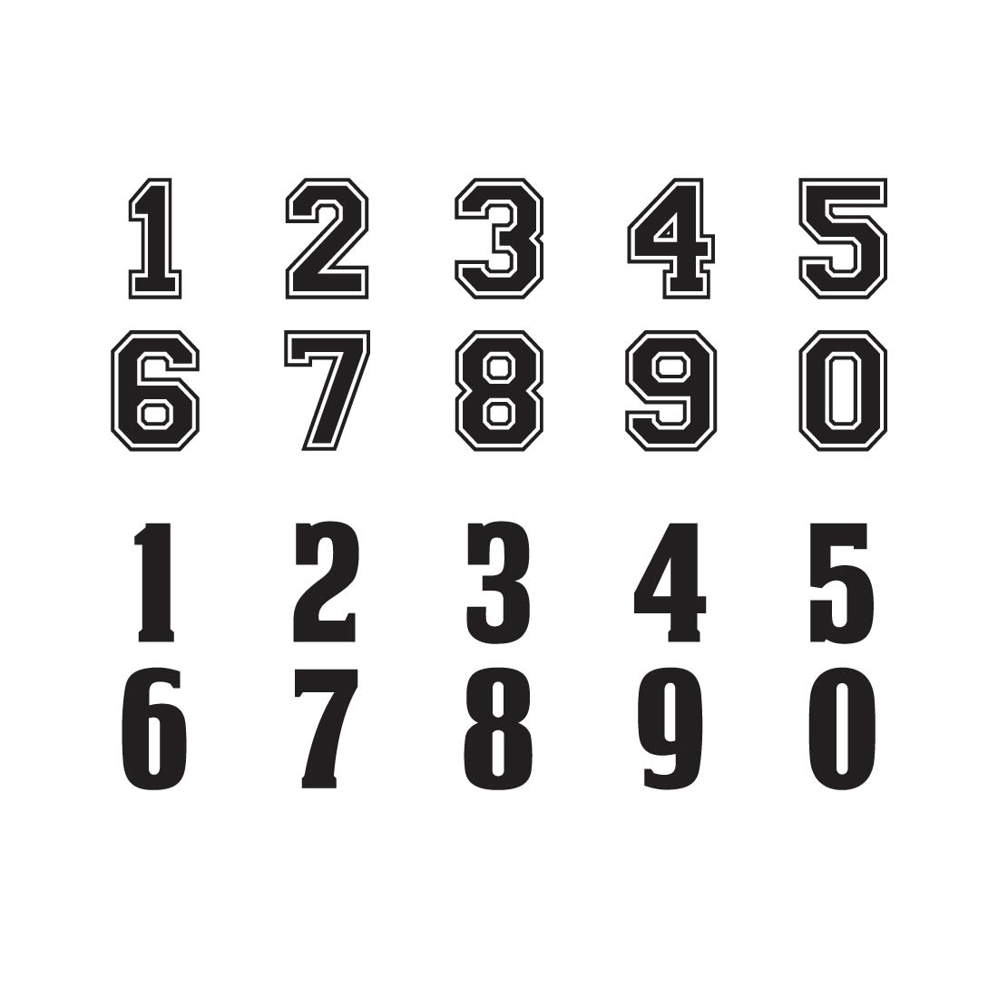Jersey Numbers Svg, Sport Numbers SVG, Sport Numbers Cricut, College Font Svg, Football Font Svg, Numbers Cricut, Silhouette, Cut Files, PNG preview image.