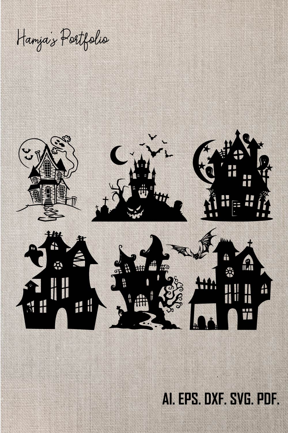 Haunted house svg, Haunted house clipart, Haunted house silhouette, Halloween Bundle Svg, Haunted House Svg Bundle ,Spooky house svg, pinterest preview image.