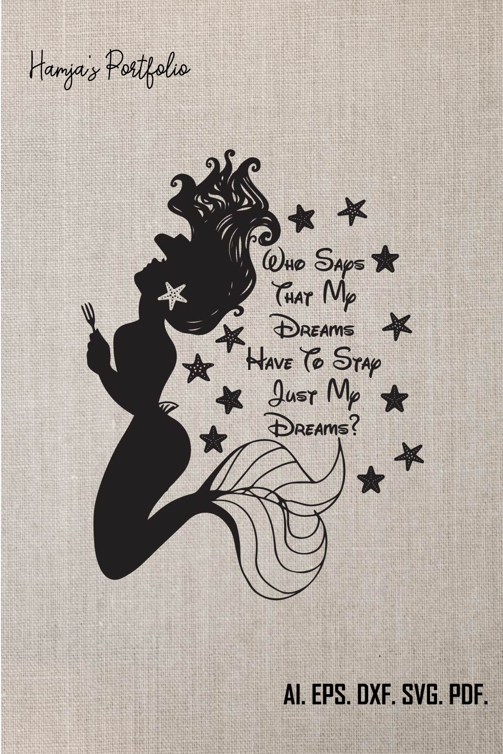Mermaid Quotes Typography vector design pinterest preview image.
