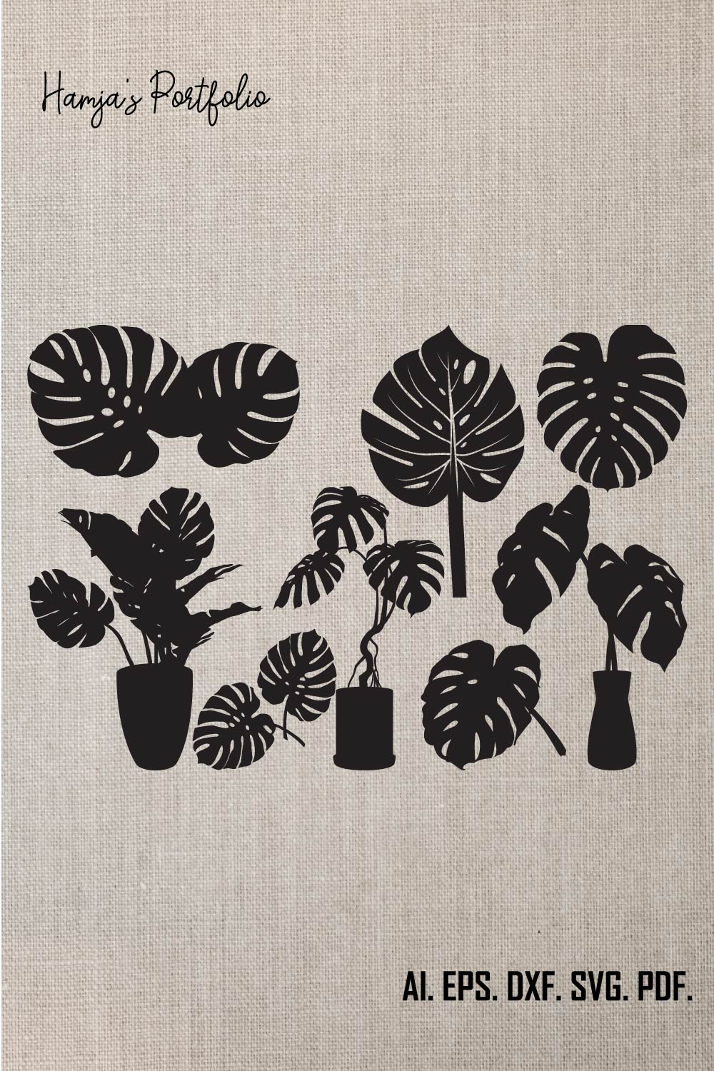 Tropical Leaves Svg, Monstera Clipart, Monstera SVG Bundle Tropical Leaf, Monstera Silhouette Svg, Tropical Leaves Svg files for Cricut pinterest preview image.