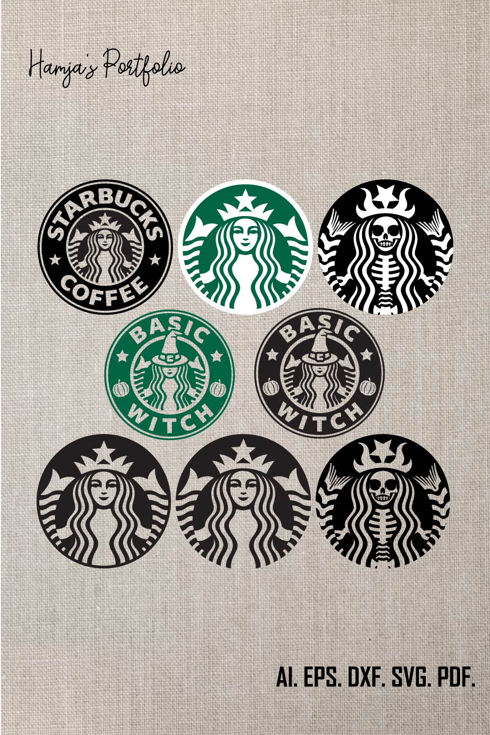 Starbucks Coffee bundle , Halloween Watercolor PNG For Cricut Bundle, Starbucks Scary Horror Characters, Coffee Halloween Clipart pinterest preview image.