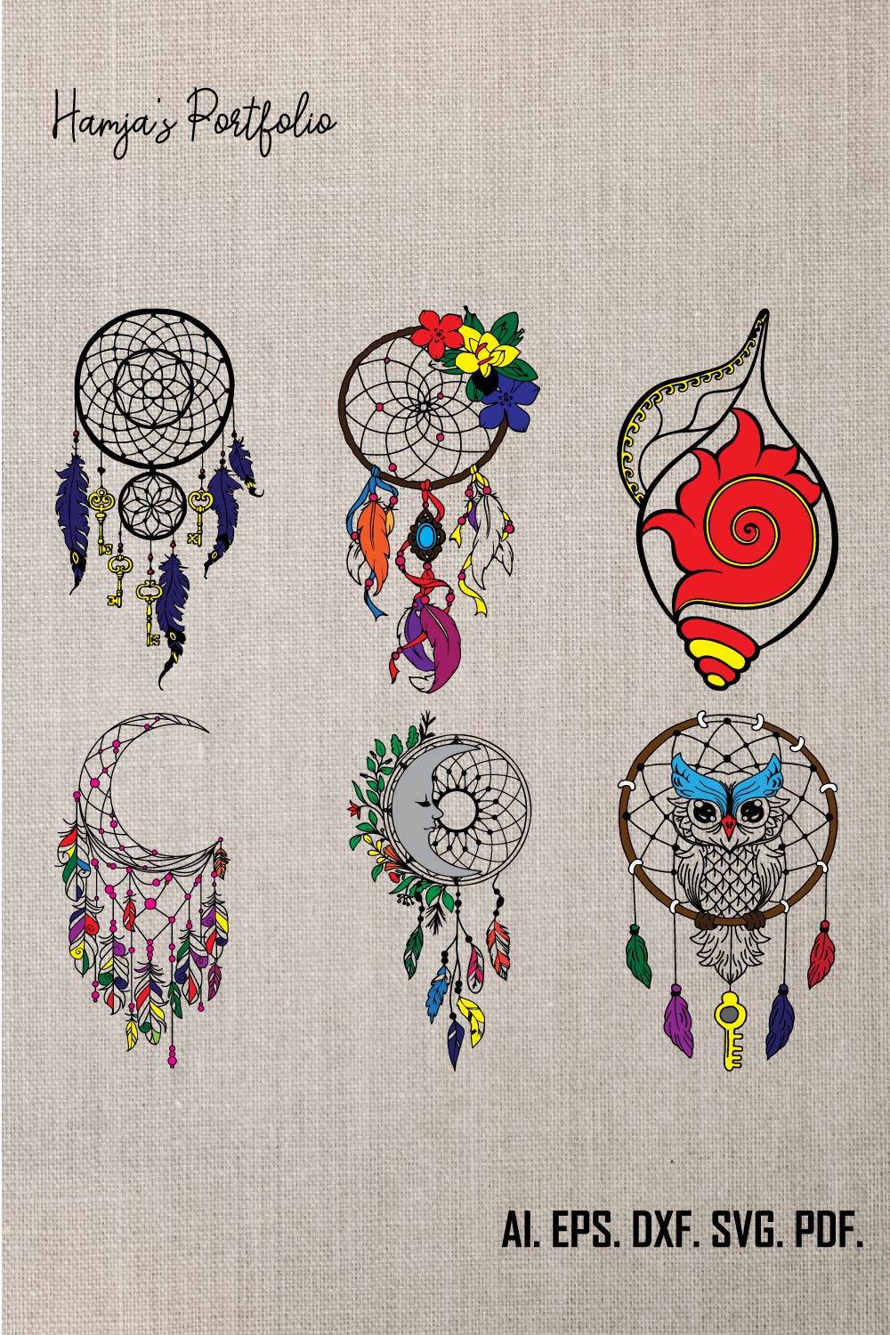 Dream Catcher SVG, Dream Catcher Bundle, Dream Catcher Cricut, Dream Catcher Silhouette, Dreams Vector File, Png, Instant Download, Cut File pinterest preview image.