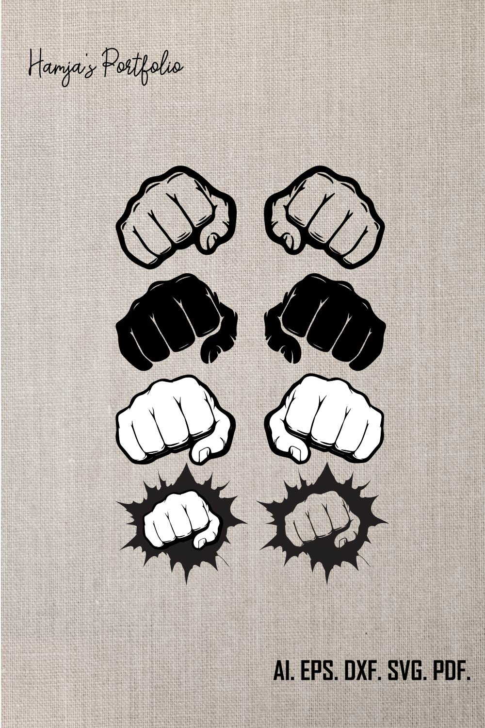 Fist Svg, Boxer Svg, Fist clipart, Fist vector, Clenched fist svg, Fighter Fist svg, Boxer Fist Silhouette, Hands svg, Boxing Gloves, Boxer pinterest preview image.