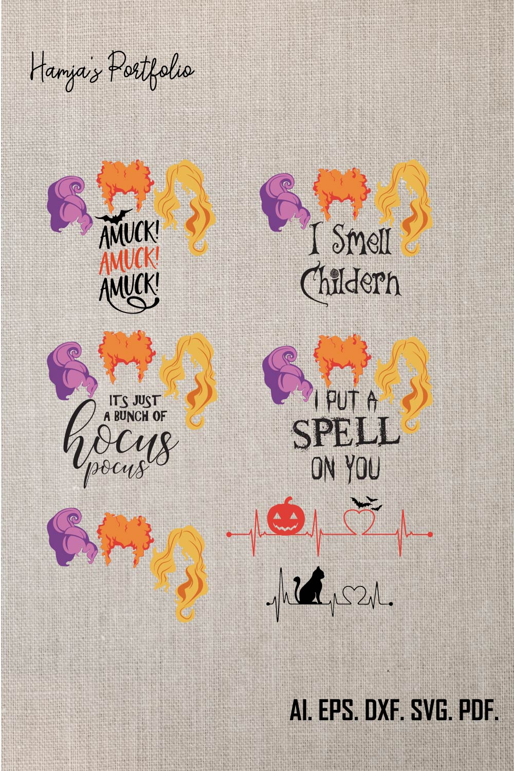 Sistaaas SVG, Hocus Pocus SVG, Halloween Witches Shirt Design, Sanderson Sisters Cut Files, Witch Hair, Digital Cut Files svg dxf png jpg pinterest preview image.