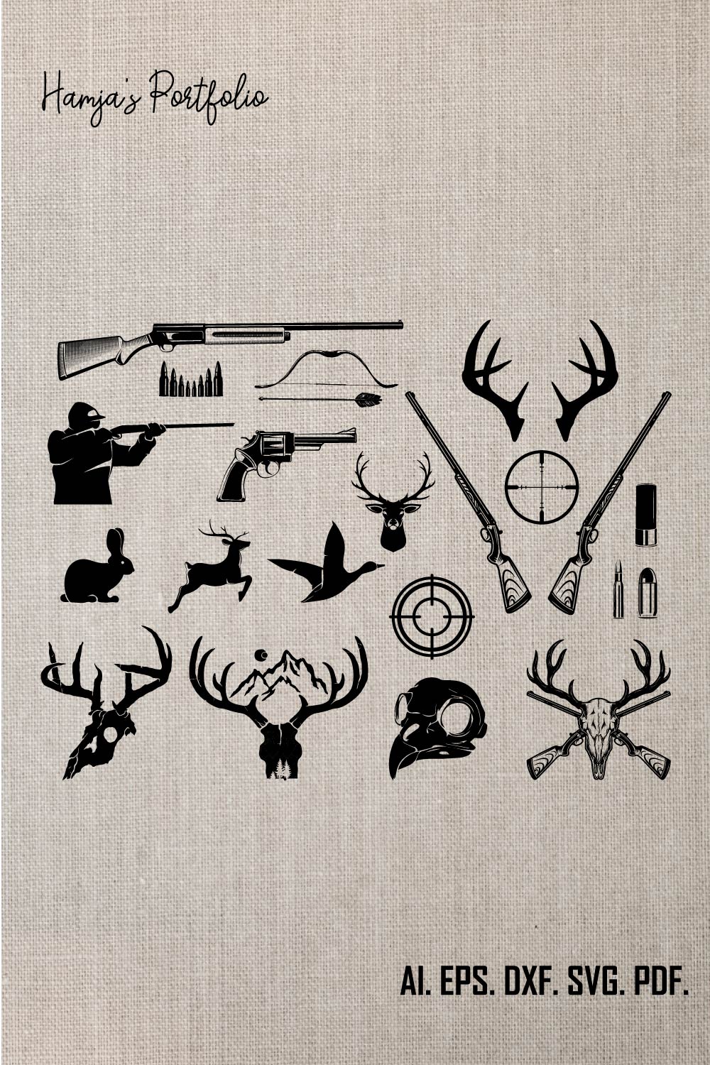 Hunting SVG Bundle, Hunting Dad Svg, Deer Hunting Svg, Hunting and Fishing Svg, Retro deer hunting Svg pinterest preview image.