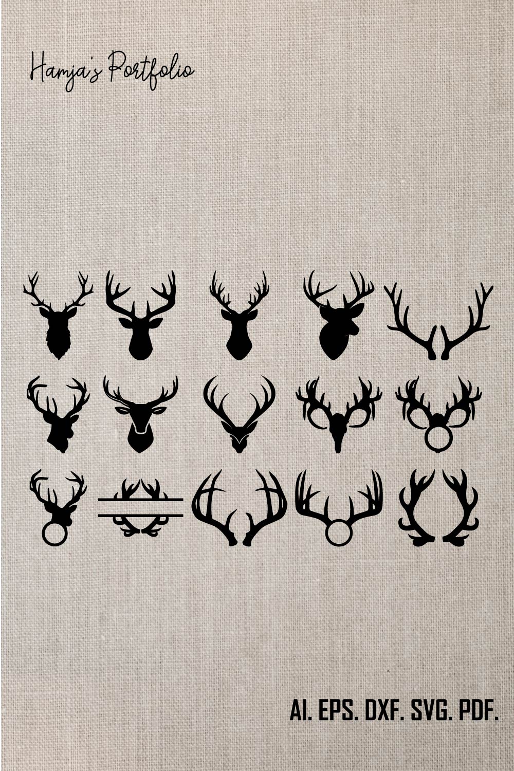 Deer Antlers SVG, Deer Antlers Clipart, Antlers Svg, Deer Antlers Cut File, Antlers Cricut, Hunting Svg, Wildlife Svg, Digital Download, Png pinterest preview image.