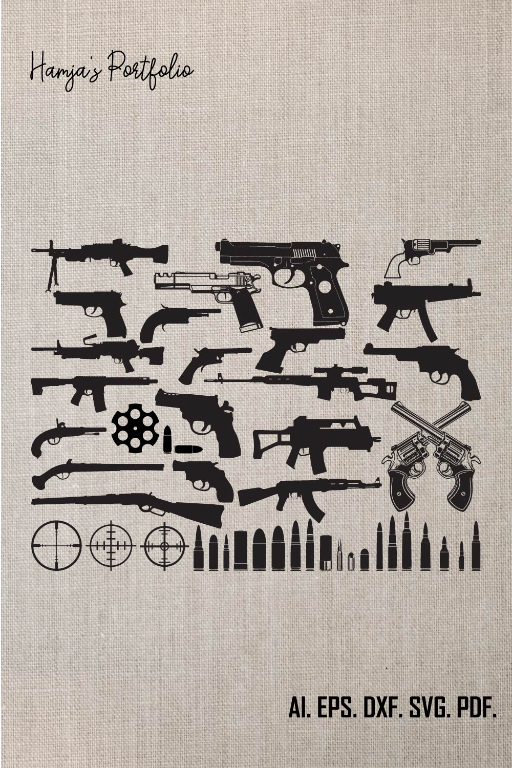 Guns SVG, Rifle svg, Weapon SVG, Guns Silhouette, SVG Cut Files, Guns Bundle Svg, Guns Cut File , Guns Vector , Digital Download pinterest preview image.