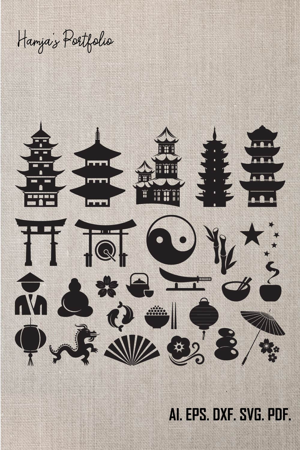 Chinese Culture Vector Svg Bundle pinterest preview image.