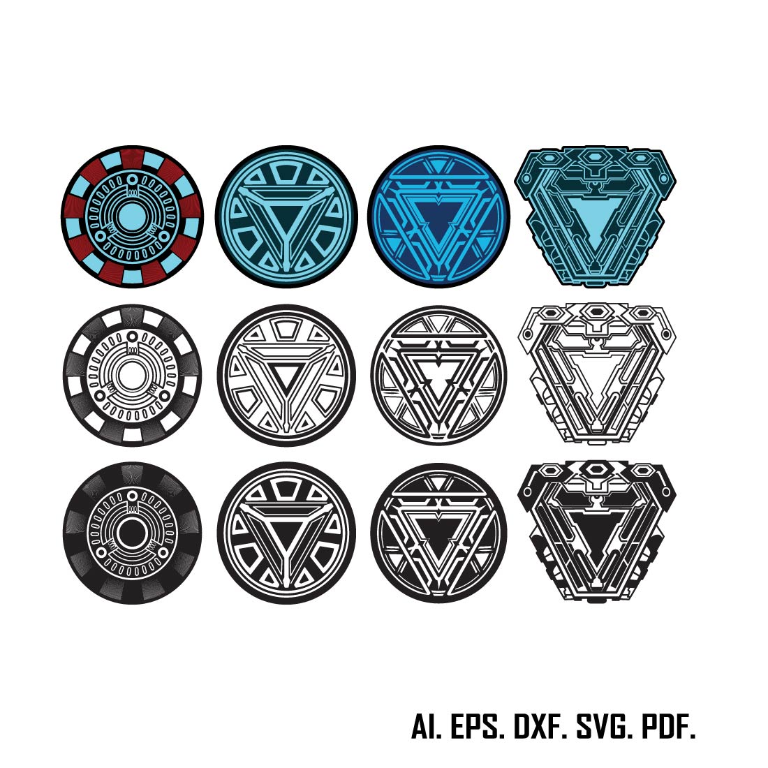 Marvel Iron Man Arc Reactor Vector Set - MasterBundles