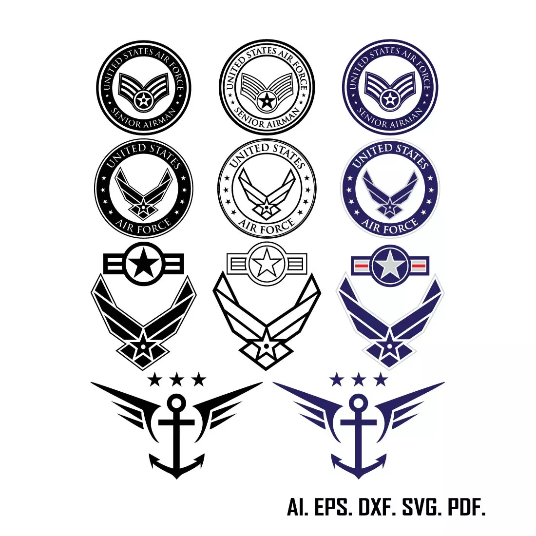 US Air Force Logo Vector Set preview image.